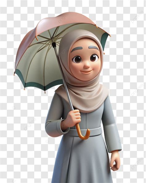 Menina Hijab Imagem D De Guarda Chuva Png Len O De Cabe A