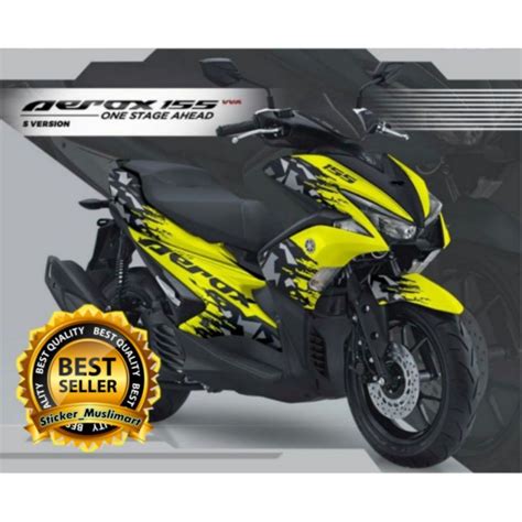 Jual Decal Sticker Aerox Motif Grafis Abstrak Warna Putih Kuning