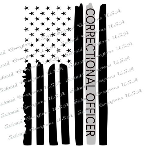 Correctional Officer Flag Thin Silver Line Flag Correctional Etsy