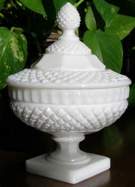 Westmoreland Crystal Milk Glass Candy Dish With Lid