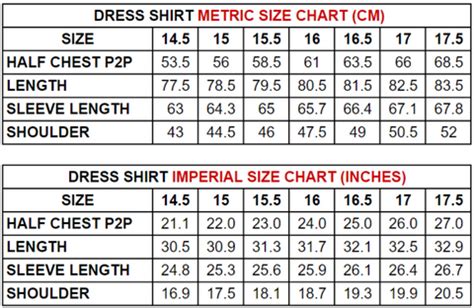 Dress Shirt Size Chart – Cathcart