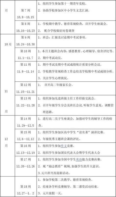 高二14第一学期班主任工作计划 范文118