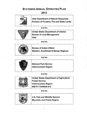 Fillable Online Fs Usda Annual Operating Plan Utah 2013 US Forest