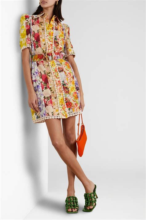 Zimmermann Belted Floral Print Linen Mini Shirt Dress The Outnet