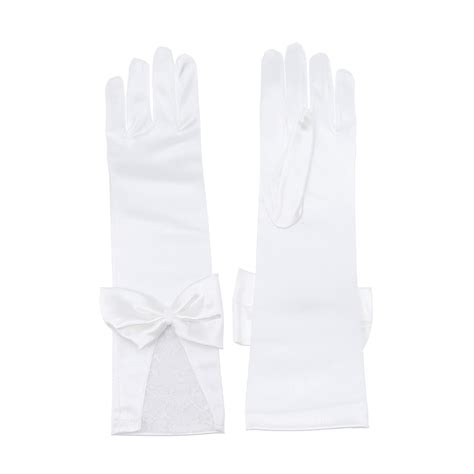 Nuolux 1 Pair Wedding Satin Bow Lace Dress Gloves Women Bridal Gloves