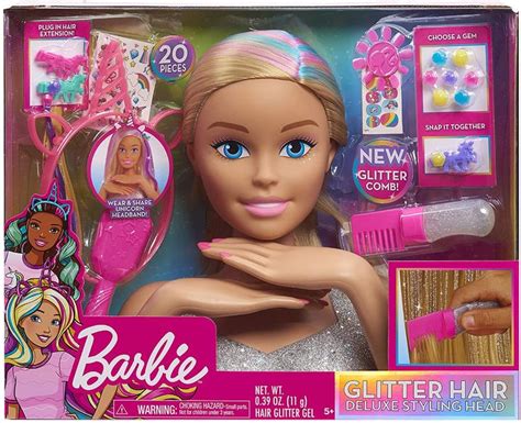 Barbie Deluxe 20 Piece Glitter And Go Styling Head Blonde Hair And