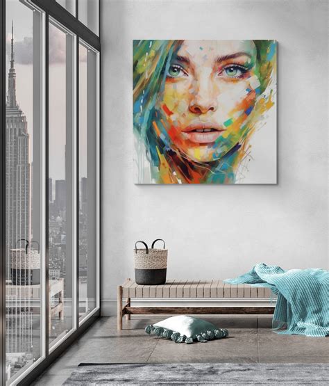 Acrylic Watercolor Womans Face Art Print Print Home Decor Wall Decor Woman Poster Print On