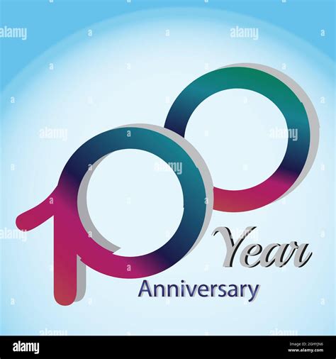 100 Year Anniversary Logo Vector Template Design Illustration Blue And