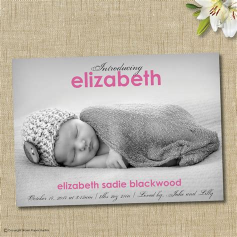 Baby girl birth announcement. custom photo card. introducing | Etsy