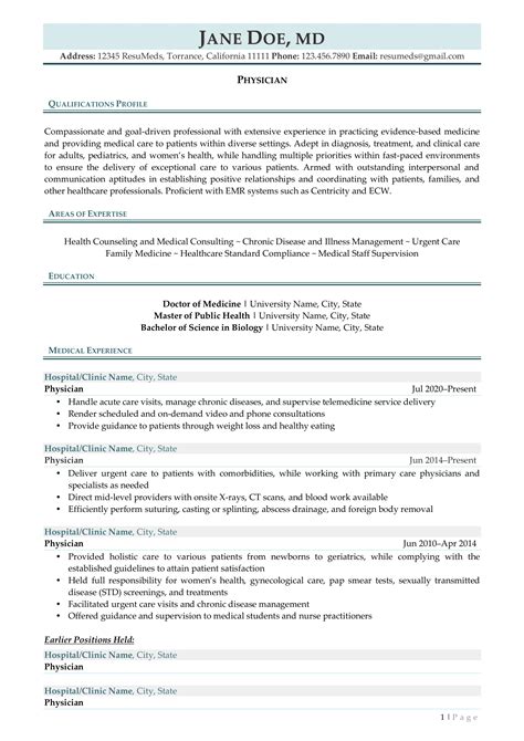 Physician Cv Guide On How To Write Your Cv