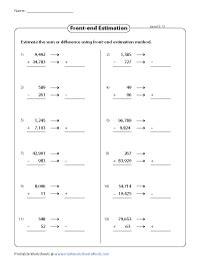 Front End Estimation Worksheets