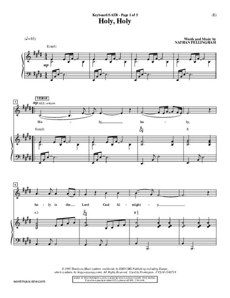 Holy Holy Sheet Music Pdf Nathan Fellingham Praisecharts