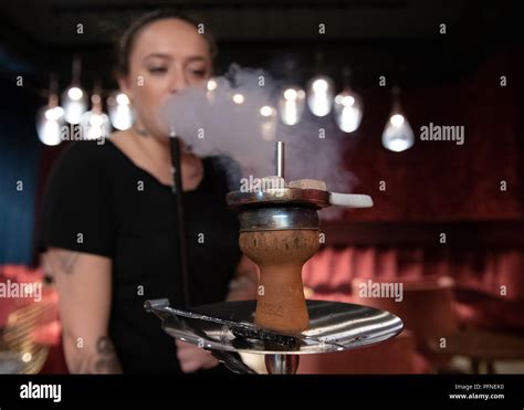 Berlin Germany 20th Aug 2018 Shanay Smokes A Shisha In The Shisha