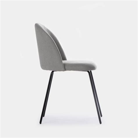 Olivia Chaise de salle à manger tapissée gris avec pied noir Pack 4