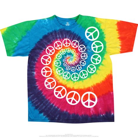 Americana Rainbow Spiral Peace Tie Dye T Shirt Tee Liquid Blue