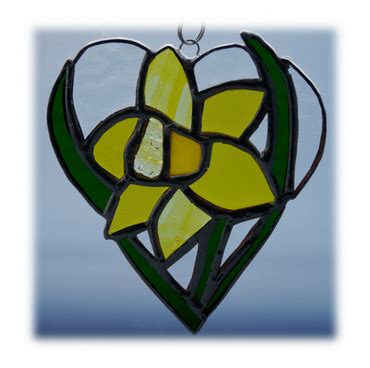 Daffodil Heart Suncatcher Stained Glass Folksy