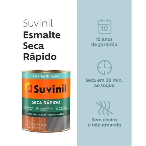 Tinta Esmalte Preto Acetinado Seca Rápido Suvinil 800ml Submarino