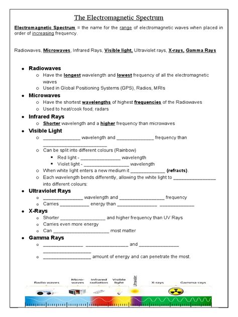 Electromagnetic Spectrum Worksheet | PDF