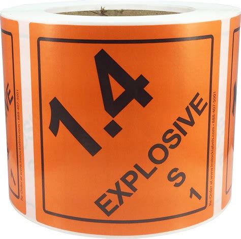 Hazard Class 1 D O T Explosives 1 4s Hazmat Labels 4x4 Inch Square 500 Adhesive