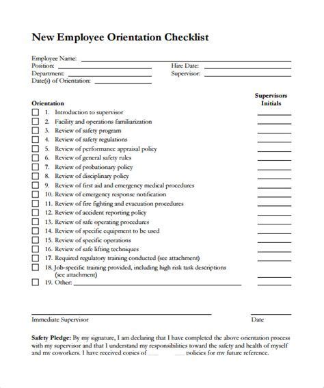 Free New Employee Orientation Checklist Templates At Diycollection