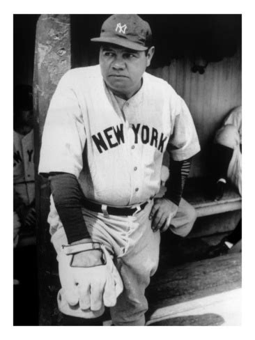 Babe Ruth In The New York Yankees Dugout At League Park In Clevelenad