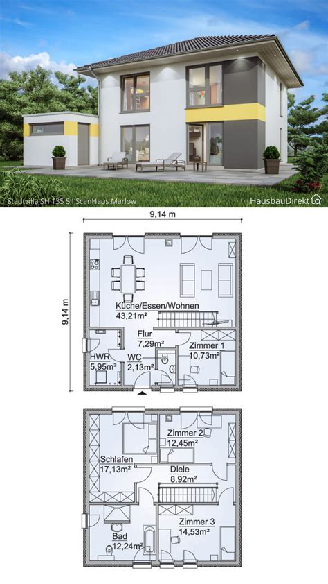 Einfamilienhaus Stadtvilla Modern Mit Garage Walmdach Bauen Haus