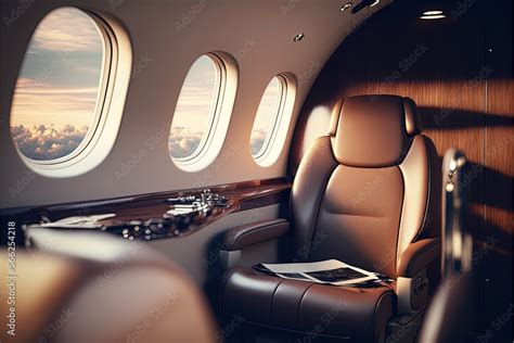 Interior of luxurious private jet with leather seats. Generative Ai ...