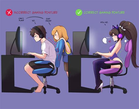 [X] Incorrect Gaming Posture [O] Correct Gaming by nyanwithme on DeviantArt