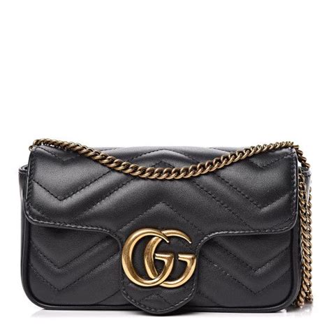 Gucci Calfskin Matelasse Super Mini Gg Marmont Black Giftryapp