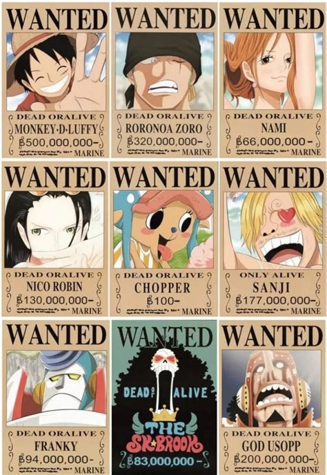 10 Posters Of One Piece Straw Hat Pirates Bounty Poster Luffy Nami