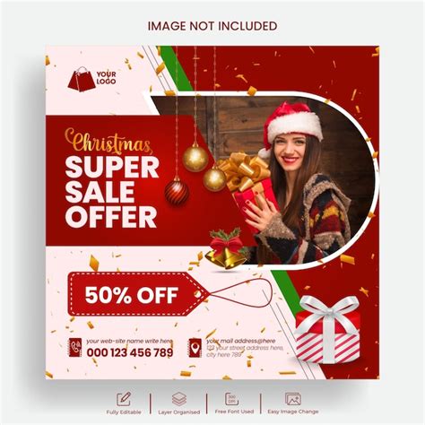 Postagens de promoção de natal no instagram e design de anúncios em