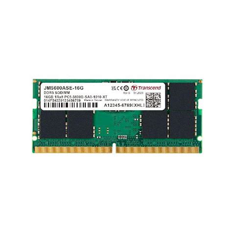 TRANSCEND RAM 16GB JM DDR5 5600 SO DIMM 1Rx8 2Gx8 CL46 1 1V RAM