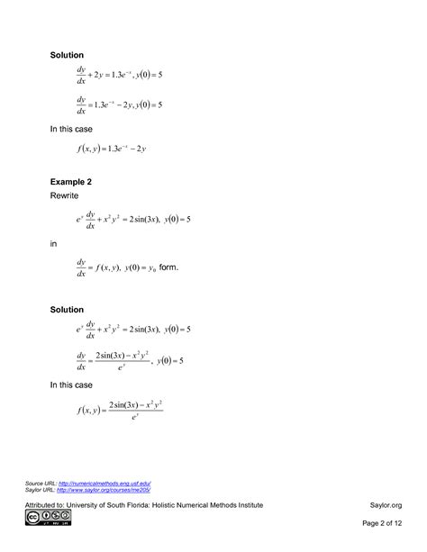 Solution Eulers Method For Ordinary Differential Equations Studypool