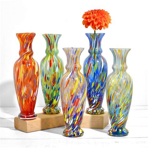 Tulip Slim Millefiori Murano Glass Vase