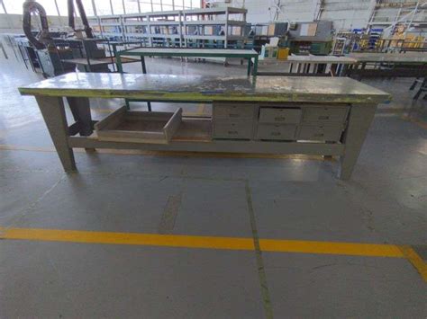 Industrial Steel Work Table w/ Drawers - Delaware Auction Center