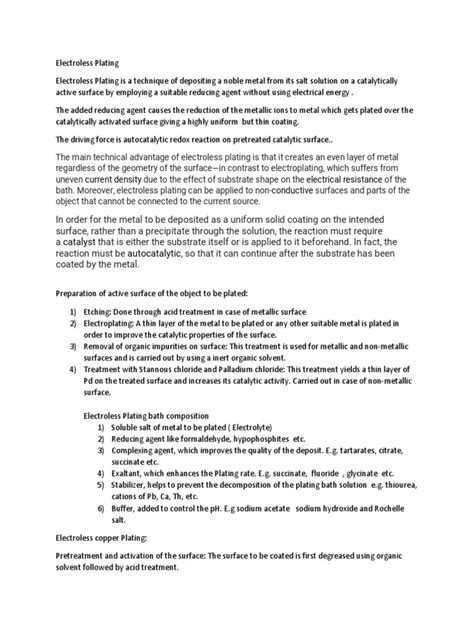 Electroless Plating | PDF | Secondary Sector Of The Economy | Chemical ...