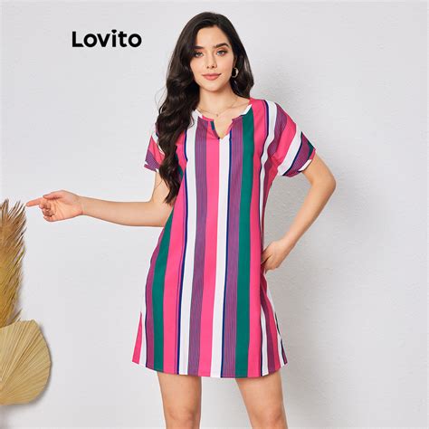 Lovito Women Boho Striped Cut Out Dress Lbl08465 Shopee Philippines