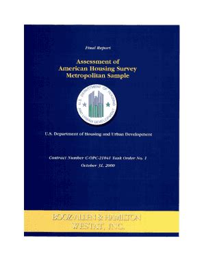 Fillable Online Census Assessment Of American Housing Survey