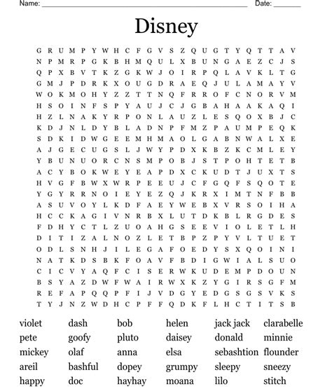 Disney Word Search Wordmint