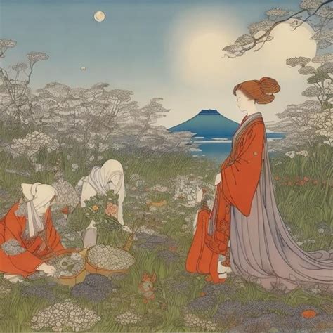 Elsa Beskow Ukiyo E Style Surreal Mysterious Weird