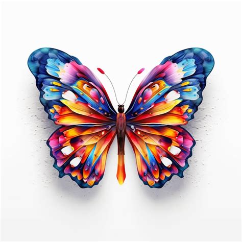 Premium AI Image Brightly Colored Butterfly On White Background With