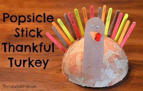 Popsicle Stick Thankful Turkey Craft Thesuburbanmom