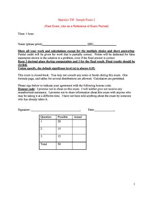 Fillable Online Stat Purdue Statistics 350 Sample Exam 2 Stat Purdue