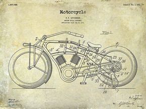 Harley Davidson Patent Drawing Print Featuring The Photograph