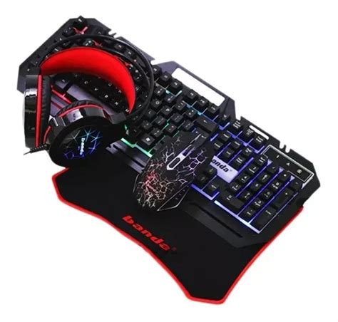 Kit Gamer Teclado Mouse Led Rgb Con Pad Y Auriculares Combo Color Del