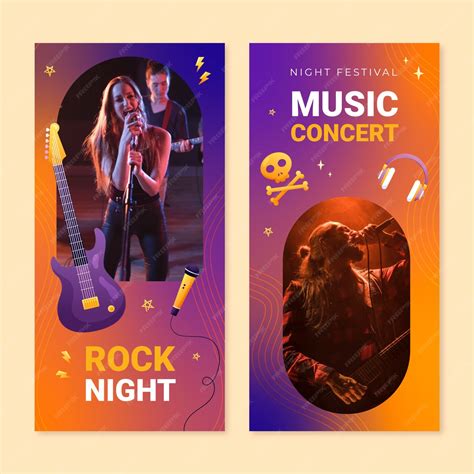 Free Vector | Live concert vertical banner template