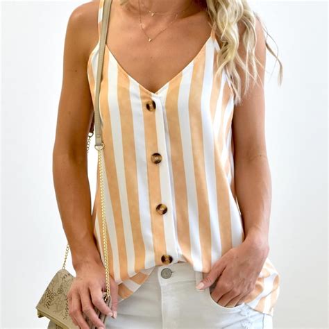 Button Up V Neck Strappy Top Strappy Top Tops Clothes