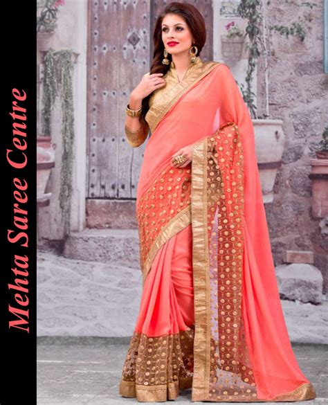 Beautiful Saree For Those Who Love Peach Color Party Wear Sarees