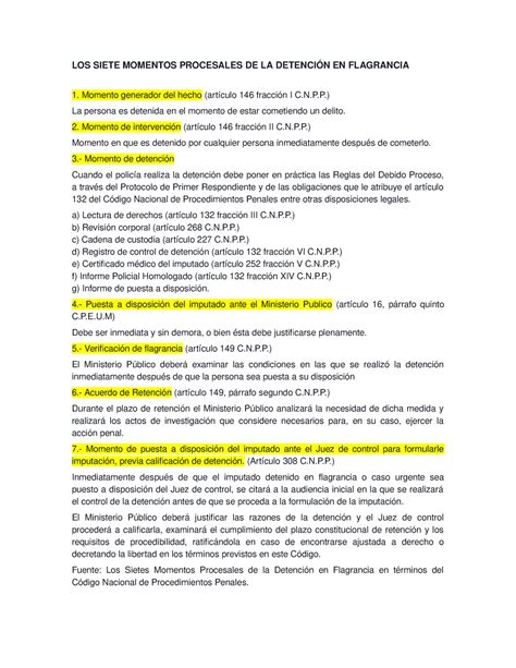 Los Siete Momentos Procesales De La Detención En Flagrancia Los Siete