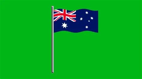 Wavy Australia Flag With Pole Green Scre Stock Video Pond5